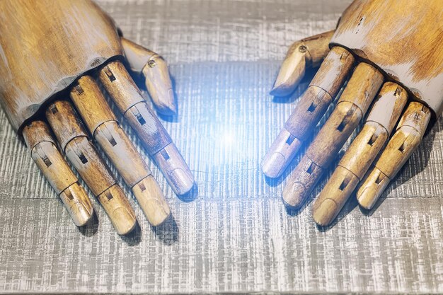 A detailed hand working on precise micro-robotics components under a microscope, highlighting the intricate nature of advanced robotics research and development.