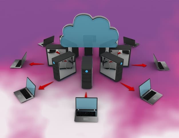 A visual representation of a complex cloud network with various interconnected devices - laptops, smartphones, IoT sensors - all protected by layers of cybersecurity shields, illustrating secure cloud adoption and edge computing.