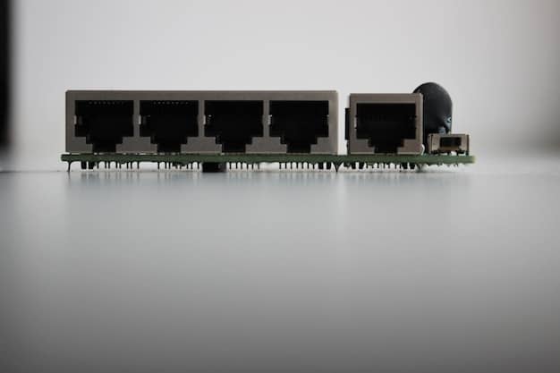 Close-up of a power supply unit (PSU) highlighting its modular design with clearly labeled ports and connected cables. Visible specifications include 80+ efficiency rating (e.g., Gold, Platinum), wattage, and certifications. The shot emphasizes the aesthetic cable management and high-quality components inside the PSU.