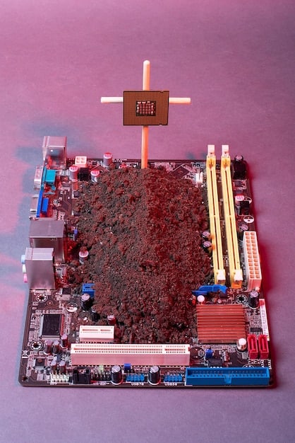 A detailed shot of a high-performance Mini-ITX motherboard, highlighting its chipset, RAM slots, and PCIe slot with a top-tier graphics card installed. Focus is on the intricate design and component density.