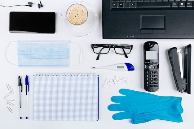 A detailed overhead shot of a clean and organized workspace with an anti-static mat, wrist strap, various PC components in anti-static bags, and the PC case. All components are neatly arranged, demonstrating a well-prepared environment.