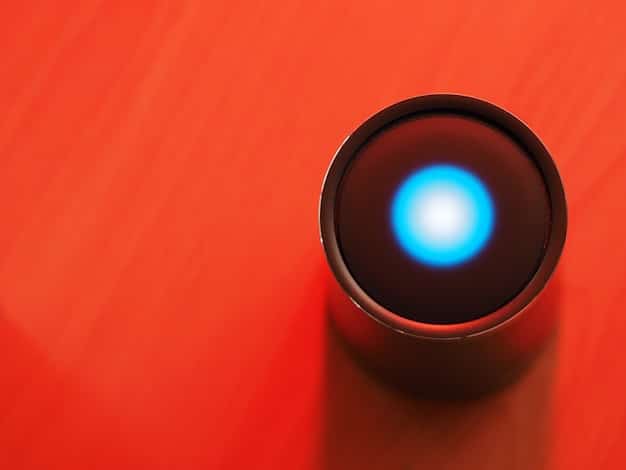 A close-up of a webcam lens, with a subtle glow, highlighting optical quality and precision engineering, suitable for professional use.
