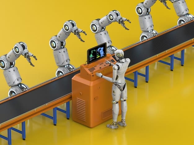 A robotic arm delicately picking up small electronic components on an assembly line, showcasing precision in manufacturing.