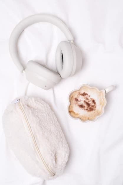 A detailed flat lay of the new noise-canceling headphones, showcasing their premium materials, alongside a smartphone, a sleek charging case, and other accessories, emphasizing their completeness and high-end appeal.