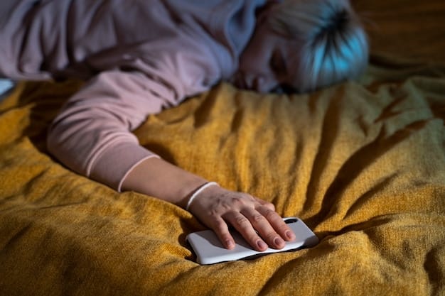 A user's blurred hand interacting with a smartphone app interface, showing a detailed weekly sleep report from a smartwatch with colorful graphs and numerical summaries of sleep stages and efficiency.